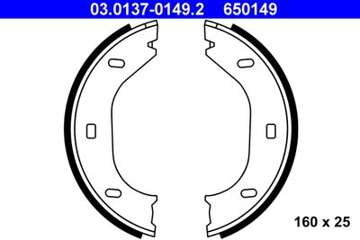 Brake Shoe Set, parking brake ATE 03.0137-0149.2