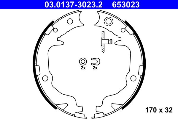 ATE 03.0137-3023.2 Brake Shoe Set, parking brake
