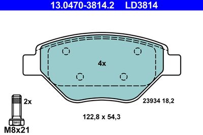 Brake Pad Set, disc brake ATE 13.0470-3814.2