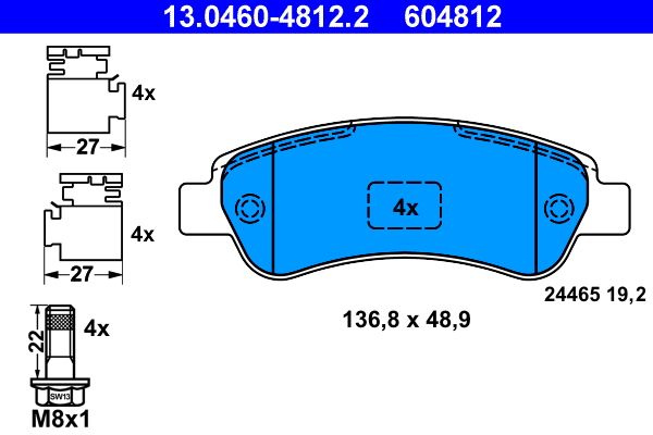 ATE 13.0460-4812.2 Brake Pad Set, disc brake