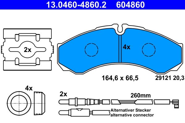 ATE 13.0460-4860.2 Brake Pad Set, disc brake