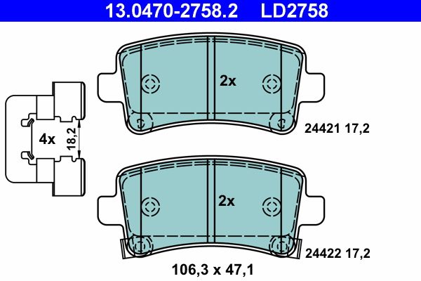 ATE 13.0470-2758.2 Brake Pad Set, disc brake