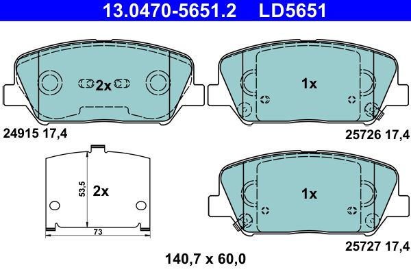 ATE 13.0470-5651.2 Brake Pad Set, disc brake