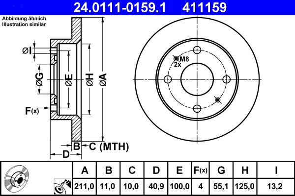 ATE 24.0111-0159.1 Brake Disc
