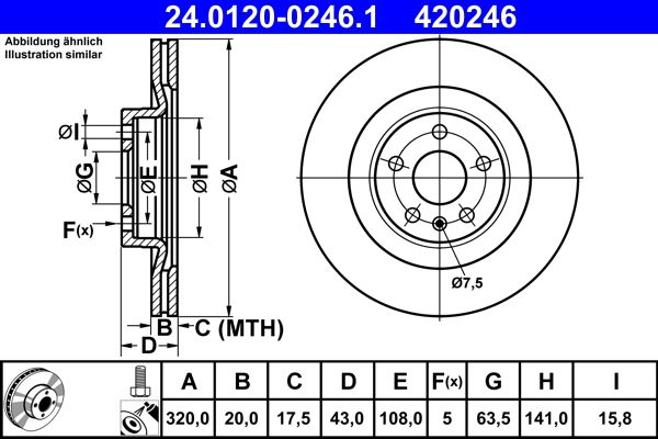 ATE 24.0120-0246.1 Brake Disc