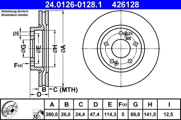ATE 24.0126-0128.1 Brake Disc