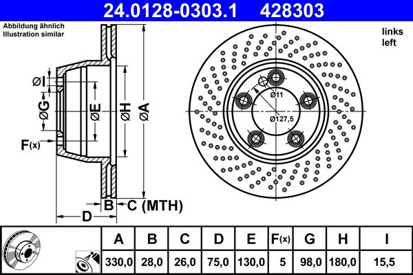 ATE 24.0128-0303.1 Brake Disc