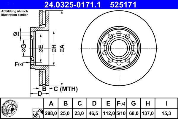 ATE 24.0325-0171.1 Brake Disc