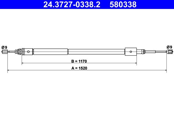 ATE 24.3727-0338.2 Cable Pull, parking brake