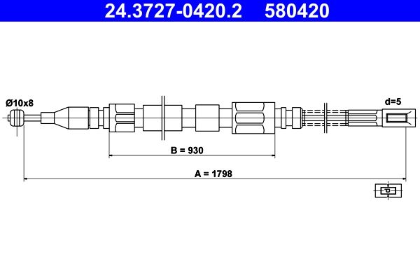 ATE 24.3727-0420.2 Cable Pull, parking brake