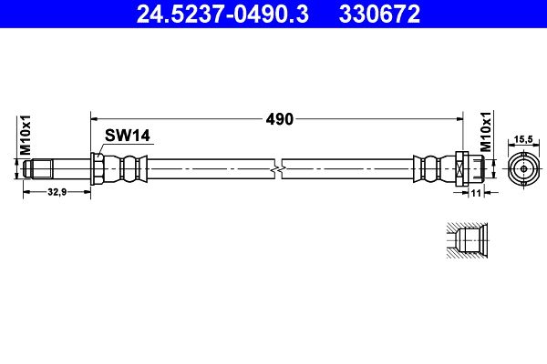 ATE 24.5237-0490.3 Brake Hose