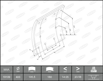 Brake Lining Kit, drum brake BERAL 1910921700016376