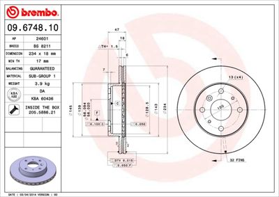 Brake Disc BREMBO 09.6748.10