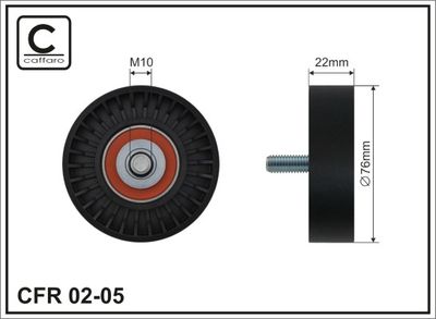 Deflection/Guide Pulley, V-ribbed belt CAFFARO 02-05