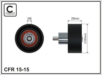 Deflection Pulley/Guide Pulley, timing belt CAFFARO 15-15