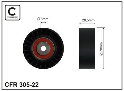 Deflection/Guide Pulley, V-ribbed belt CAFFARO 305-22