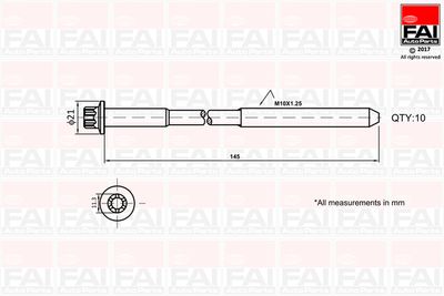 Cylinder Head Bolt Set FAI AutoParts B1140