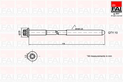 Cylinder Head Bolt Set FAI AutoParts B1321