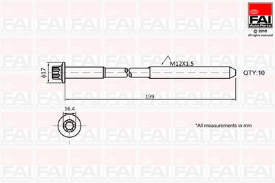 Cylinder Head Bolt Set FAI AutoParts B1756