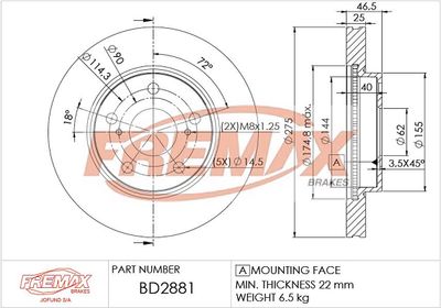 Brake Disc FREMAX BD-2881