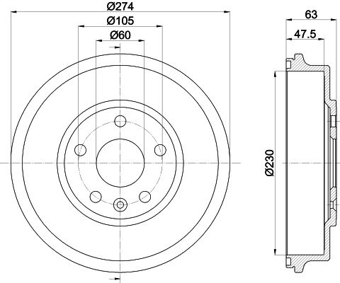 HELLA PAGID 8DT 355 302-601 Brake Drum