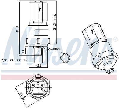 Pressure Switch, air conditioning NISSENS 301029