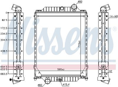 Radiator, engine cooling NISSENS 606366