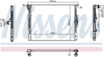 Radiator, engine cooling NISSENS 606513