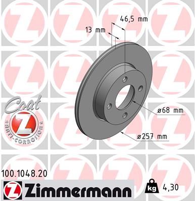 Brake Disc ZIMMERMANN 100.1048.20