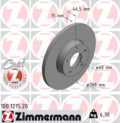 Brake Disc ZIMMERMANN 100.1215.20