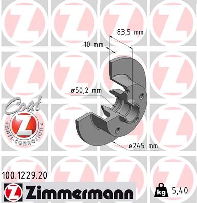 Brake Disc ZIMMERMANN 100.1229.20