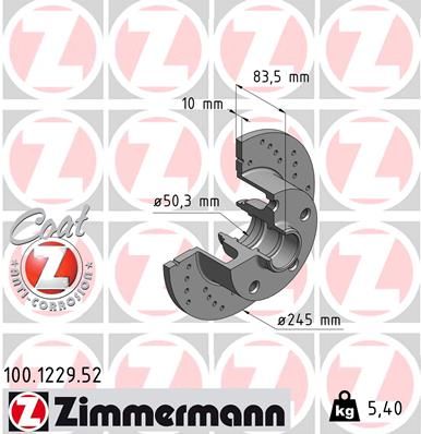 Brake Disc ZIMMERMANN 100.1229.52