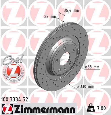 ZIMMERMANN 100.3334.52 Brake Disc