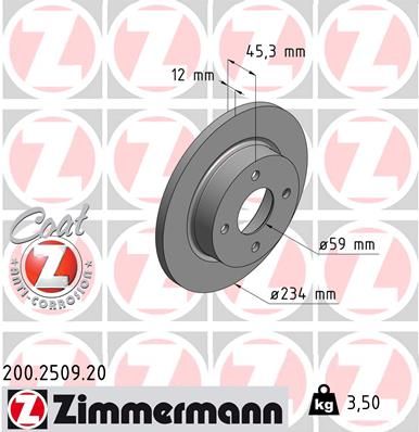 ZIMMERMANN 200.2509.20 Brake Disc