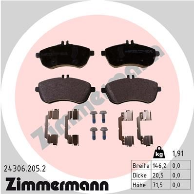 ZIMMERMANN 24306.205.2 Brake Pad Set, disc brake