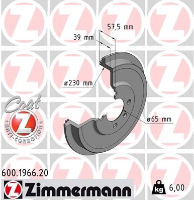 ZIMMERMANN 600.1966.20 Brake Drum